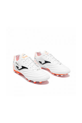 Scarpe da calcio bianche con dettagli neri e arancioni Joma AGUW2632FG