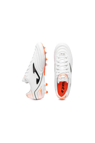 Scarpe da calcio bianche con dettagli neri e arancioni Joma AGUW2632FG
