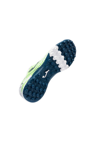 Scarpe da calcetto bianche con dettagli verde lime e blu navy Joma MAXW2602TF