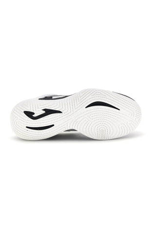 Weiße Basketballschuhe mit schwarzen Details von Joma, Modell BKBUZZW2602
