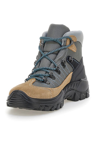 Beige und graue Trekkingstiefel mit Profilsohle. Artikelnummer: 13342S42