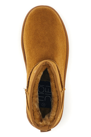 Stivaletti cammello con interno in pelo e suola scolpita Mon dieu PK1824A