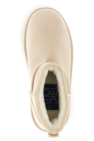 Stivaletti beige con interno in pelo e suola scolpita Mon dieu PK1824C