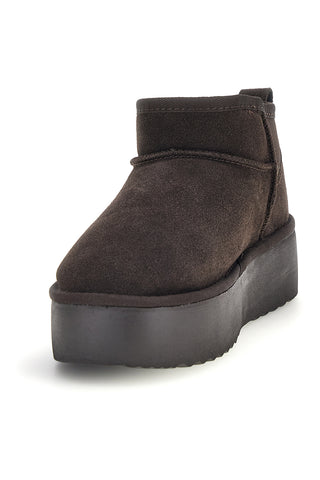 Stivaletti platform marrone scuro in vera pelle con interno caldo Pittarello love L1250