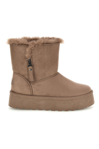 Stivaletti beige con pelliccia e platform Me & me JRX05