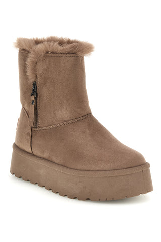 Stivaletti beige con pelliccia e platform Me & me JRX05