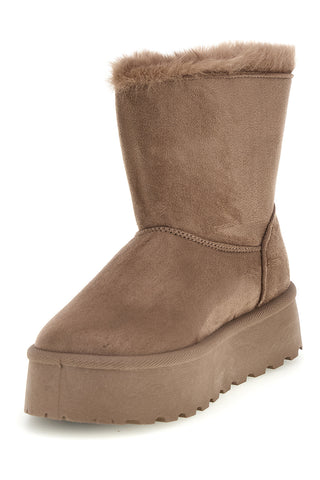 Stivaletti beige con pelliccia e platform Me & me JRX05