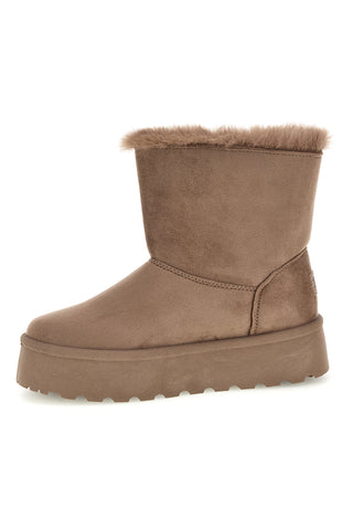 Stivaletti beige con pelliccia e platform Me & me JRX05