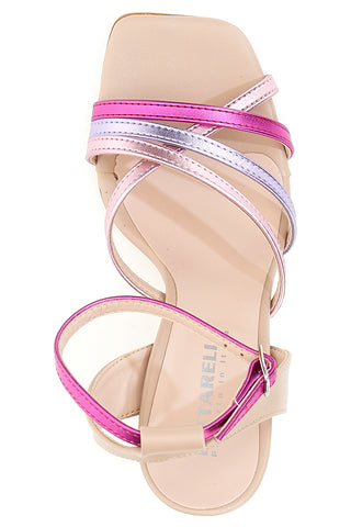 Nudefarbene Sandalen mit Spulenabsatz Pittarello 103
