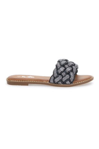 Flacher Me&Me 104010 Schwarzer gewebter Slipper