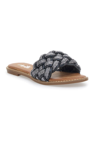 Flacher Me&Me 104010 Schwarzer gewebter Slipper