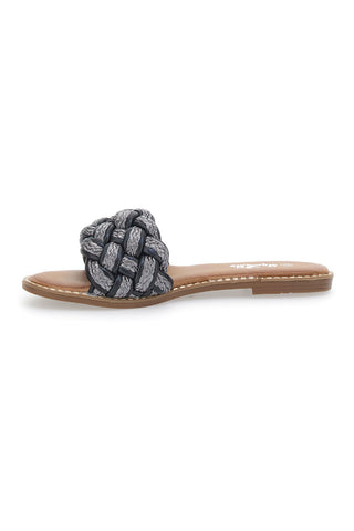 Flacher Me&Me 104010 Schwarzer gewebter Slipper