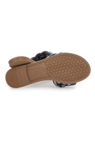 Flacher Me&Me 104010 Schwarzer gewebter Slipper