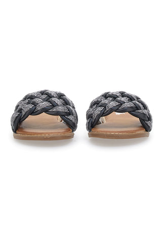 Flacher Me&Me 104010 Schwarzer gewebter Slipper