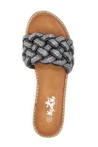 Flacher Me&Me 104010 Schwarzer gewebter Slipper