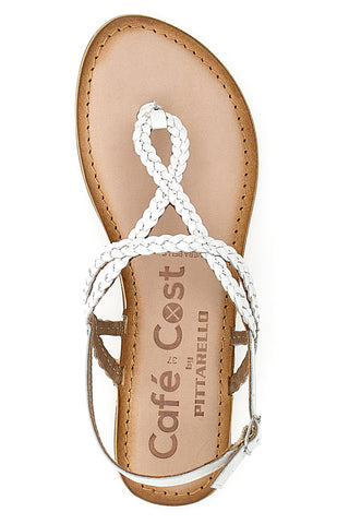 Flip-Flop-Sandalen Cafè Cost 95102 Weiß Echtes Leder