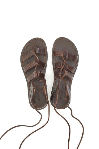 Flache Schnürsandalen Mio Tempo 1369 Braun