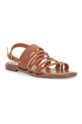 Flache Café-Sandalen kosten 15481 Cognac