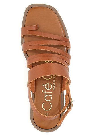 Flache Café-Sandalen kosten 15481 Cognac