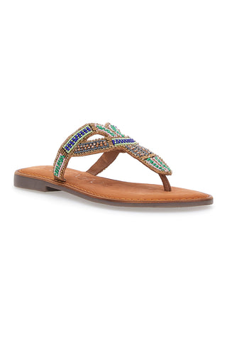 Mio Tempo 9411 Mehrfarbige flache Flip-Flop-Hausschuhe