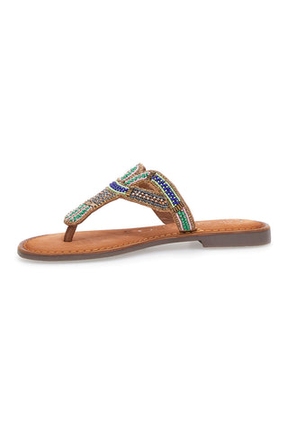 Mio Tempo 9411 Mehrfarbige flache Flip-Flop-Hausschuhe
