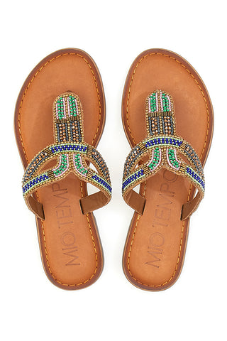 Mio Tempo 9411 Mehrfarbige flache Flip-Flop-Hausschuhe