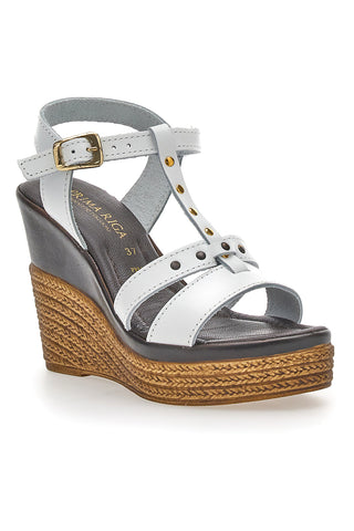 Sandali con Zeppa Prima Riga 9269 Bianchi