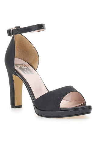 Pittarello Love 672 schwarze Satin-Sandalen mit Absatz