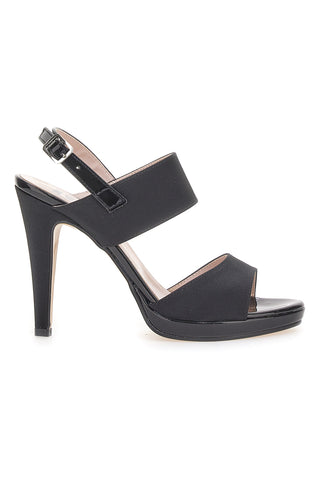 Pittarello Love 722 schwarze Satin-Sandalen mit Absatz