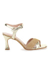 Flache Glam 71 Gold-Sandalen mit Absatz