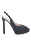 Pittarello Glam 1164 Slingback-Pumps aus schwarzem Satin