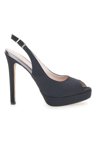 Pittarello Glam 1164 Slingback-Pumps aus schwarzem Satin
