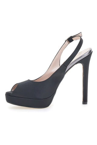 Pittarello Glam 1164 Slingback-Pumps aus schwarzem Satin