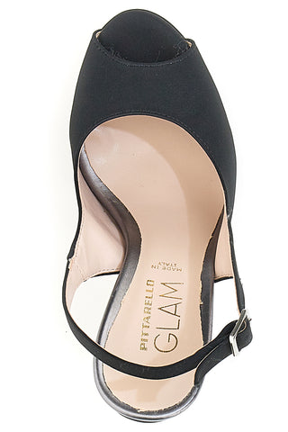 Pittarello Glam 1164 Slingback-Pumps aus schwarzem Satin