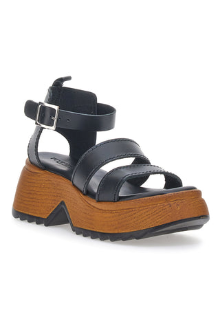 Plateausandalen Pittarello 5574 Schwarzes Echtleder