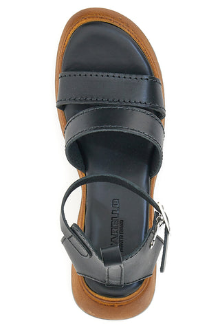 Plateausandalen Pittarello 5574 Schwarzes Echtleder