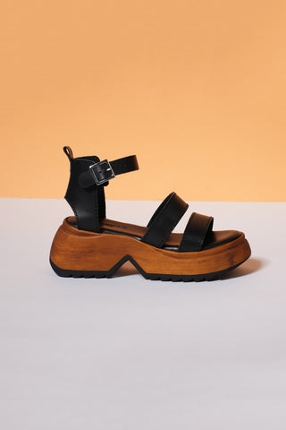 Plateausandalen Pittarello 5574 Schwarzes Echtleder