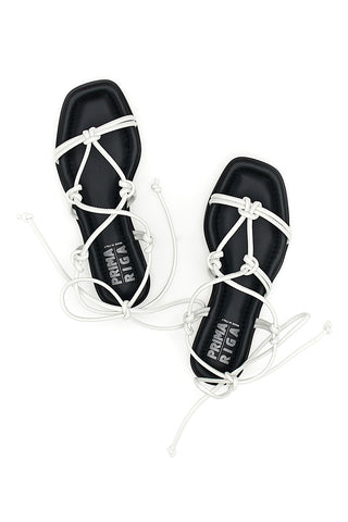Prima Riga Schnürsandalen 308100 Weiß