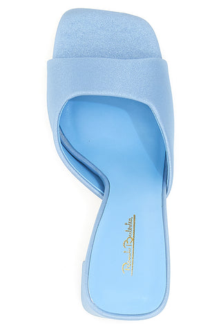 Renato Balestra 67305 blaue Pantoletten mit Blockabsatz