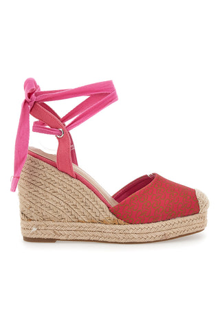 Campesine zeppa espadrillas rosa con lacci alla caviglia Renato Balestra 3804