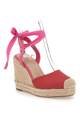 Campesine zeppa espadrillas rosa con lacci alla caviglia Renato Balestra 3804