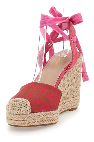 Campesine zeppa espadrillas rosa con lacci alla caviglia Renato Balestra 3804
