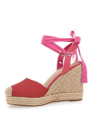 Campesine zeppa espadrillas rosa con lacci alla caviglia Renato Balestra 3804
