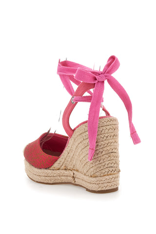 Campesine zeppa espadrillas rosa con lacci alla caviglia Renato Balestra 3804