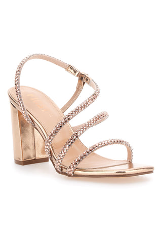 Roségoldene Sandalen mit Riemen und glänzenden Details The First 255