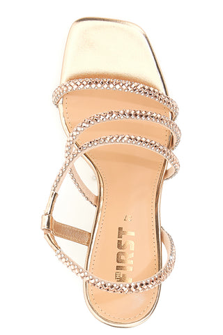 Roségoldene Sandalen mit Riemen und glänzenden Details The First 255