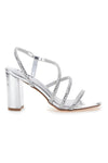 Silberne Sandalen mit Riemen und glänzenden Details The First 255