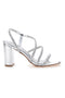 Silberne Sandalen mit Riemen und glänzenden Details The First 255