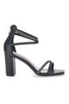 Schwarze Sandalen mit hohem Absatz und Strasssteinen The First 254