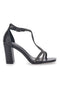 Schwarze Sandalen mit Absätzen und Strasssteinen The First 257
